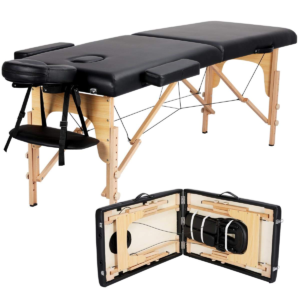 Massage Table Portable Lash Bed Spa Bed Massage Bed Foldable Spa Tables Adjustable 2 Fold with Non-Woven Bag 24 Inch, Black