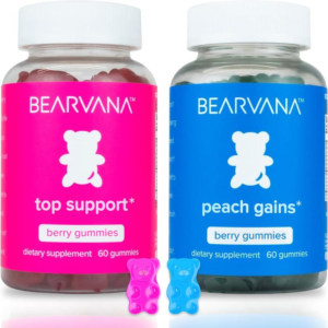 BEARVANA Gummies Combo Pack - Top Support and Peach Gains Gummies - Workout Aid - Women’S Support Supplement - Berry Flavored - Essential Herbs - Multivitamins