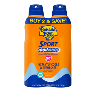 Clear Comfort: Sport Cool Zone SPF 50 Sunscreen Spray Twin Pack – Oxybenzone-Free, 6oz Bottles for Maximum Sport Performance