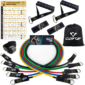 Resistance Bands Workout Set – 3 Pull-Up Bands and 3 Assistance Bands with Door Anchor for Full-Body Exercise at Home or Office