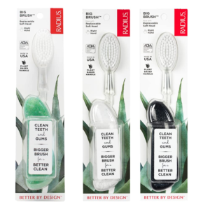 Big Brush BPA-Free Toothbrush – ADA Accepted Design to Improve Gum Health, Right-Handed, Available in Midnight Sky/Marble/Soda Pop Eco Grind (Pack of 3)