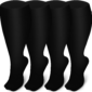 4 Pairs of Plus Size Compression Socks for Improved Circulation - Knee-High Support