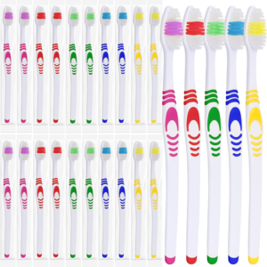 25 Bulk Toothbrushes – Individually Wrapped Manual Travel Toothbrush Set for Adults & Kids, Medium-Soft Large Head, Multi-Color, Ideal for Toiletry Kits