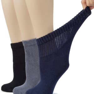 Women'S Cotton Diabetic Ankle Socks, Wide, Loose & Stretchy, Seamless Toe & Non Binding Top, Semi Cushion, 3 Pairs