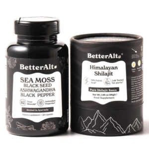 Betteralt Ultimate Energy Duo | Himalayan Shilajit Resin + Irish Sea Moss Capsules | Himalayan Superfood | Lab-Tested for Purity | 30G Resin & 120 Capsules
