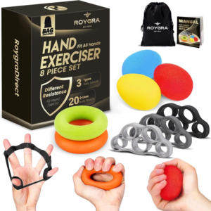 Hand Grip Strengthener and Finger Exerciser Kit - Adjustable Resistance