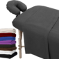 3 Piece Set Massage Table Sheets Set - 100% Natural Cotton Flannel- Includes Massage Table Cover, Massage Fitted Sheet, and Massage Face Rest Cover (Charcoal Grey)
